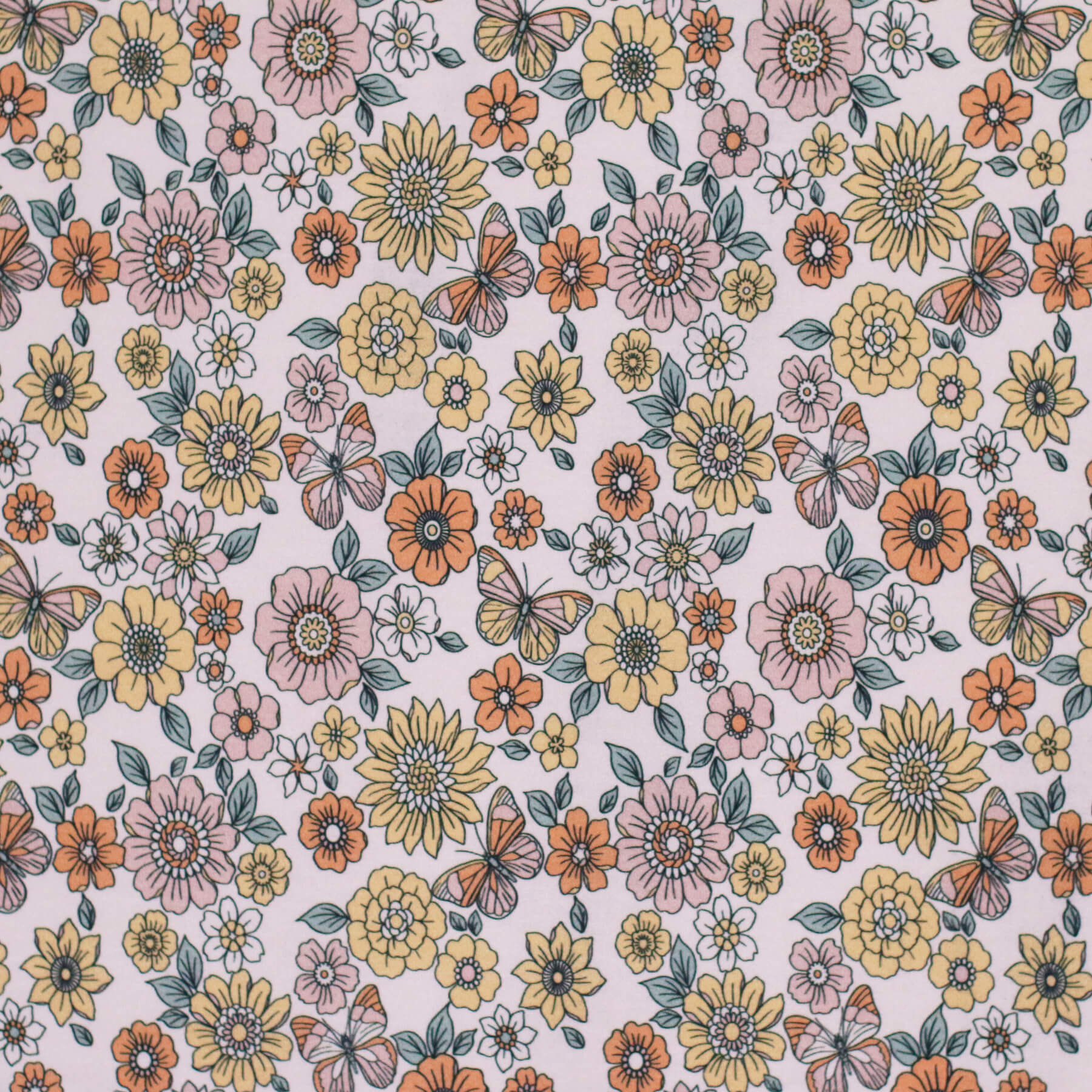 Jersey Katoen Digitale Print - Pastel Vlinderbloem