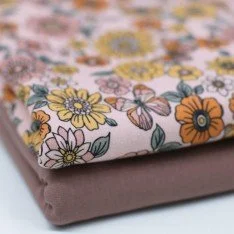 Jersey Cotton Fabric Digital Print - Pastel Butterfly Flower