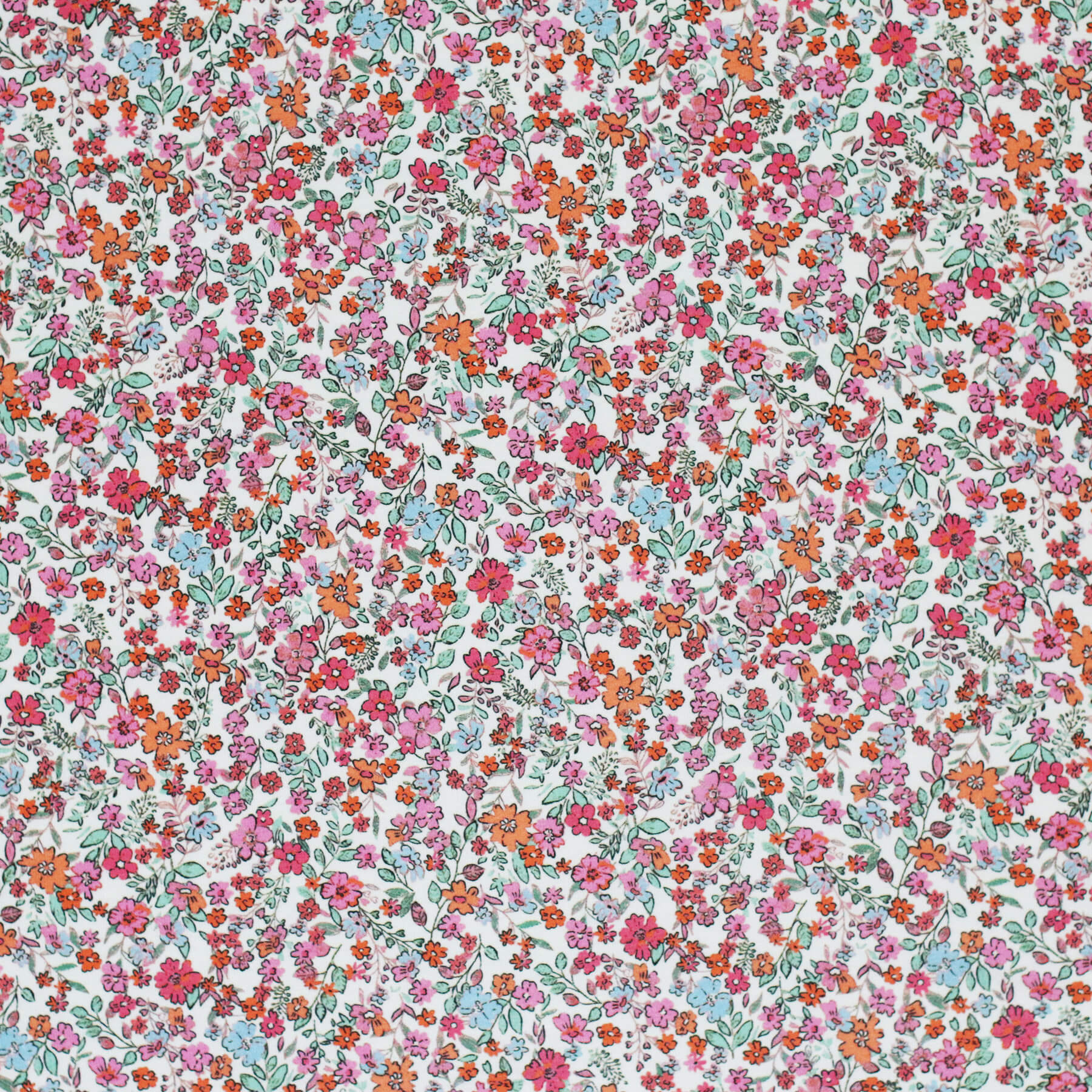 Jersey Katoen Digitale Print - Trendy Bloem Fuchsia Oranje