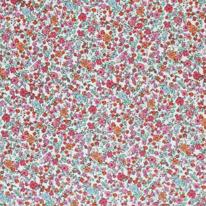 Jersey Katoen Digitale Print - Trendy Bloem Fuchsia Oranje Jersey Katoen Digitale Print - Trendy Bloem Fuchsia Oranje - (Jersey Katoen Digitale Print)