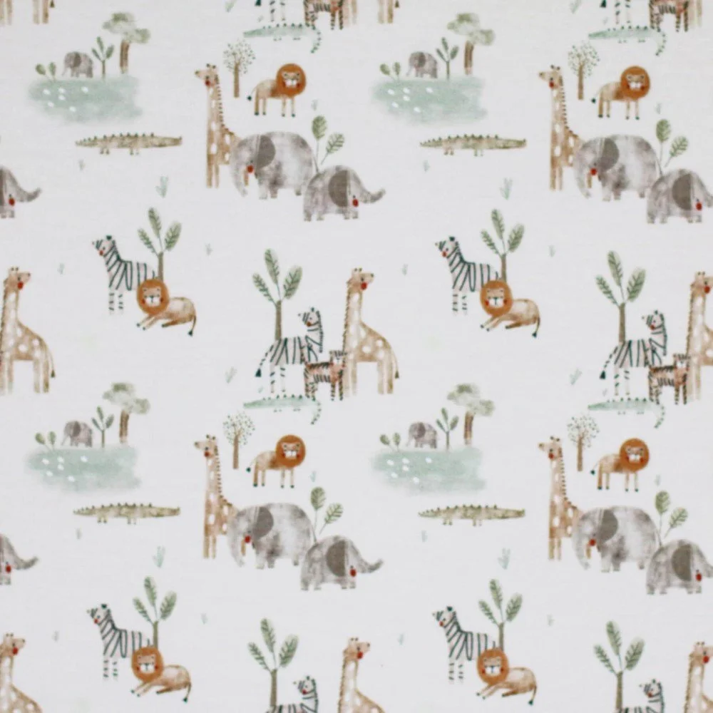 Jersey Katoen Digitale Print - Wildlife Beige 