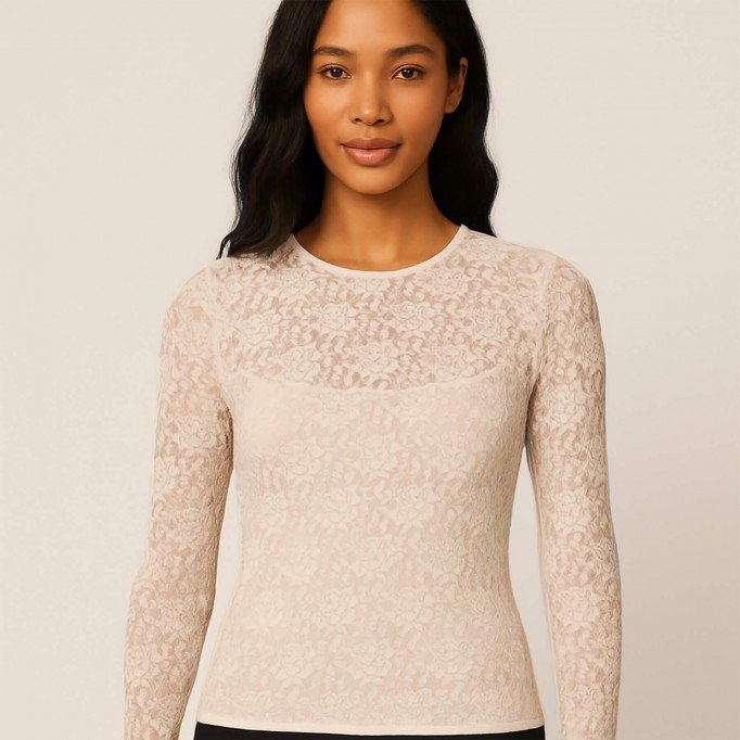 Spitzenstoff Stretch Beige - (Spitzenstoff)