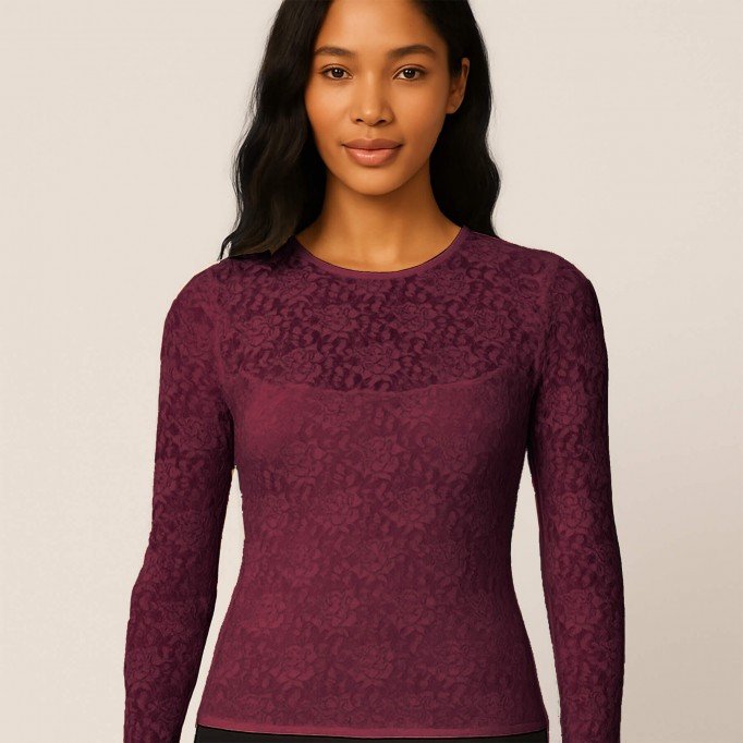Lace Fabric Stretch Bordeaux  - (Lace Fabric)