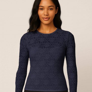 Blonde Stof Elastisk Navy Blonde Stof Elastisk Navy - (Kniplinger Stof)