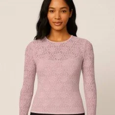 Tissu Dentelle Élastique Vieux Rose