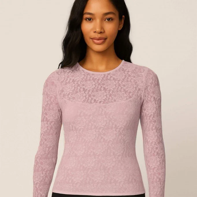 Lace Fabric Stretch Old Pink - (Lace Fabric)