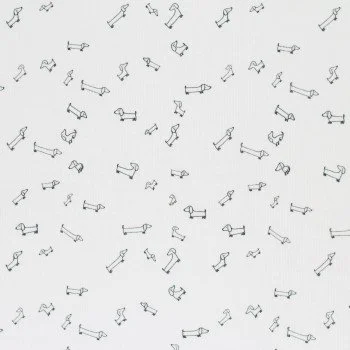 Tissu Maille Tricot Côtelée - Chiens Irréguliers