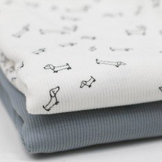 Rib Jersey Fabric Printed - Irregular Dogs Rib Jersey Fabric Printed - Irregular Dogs