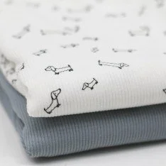 Rippstrick Jersey Stoff - Unregelmäßige Hunde Rippstrick Jersey Stoff - Unregelmäßige Hunde