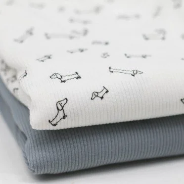 Rippstrick Jersey Stoff - Unregelmäßige Hunde - (Jersey Stoffe)