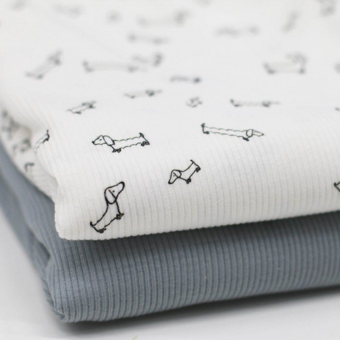 Rib Jersey Strikstof - Uregelmæssige Hunde - (Jerseystoffer)