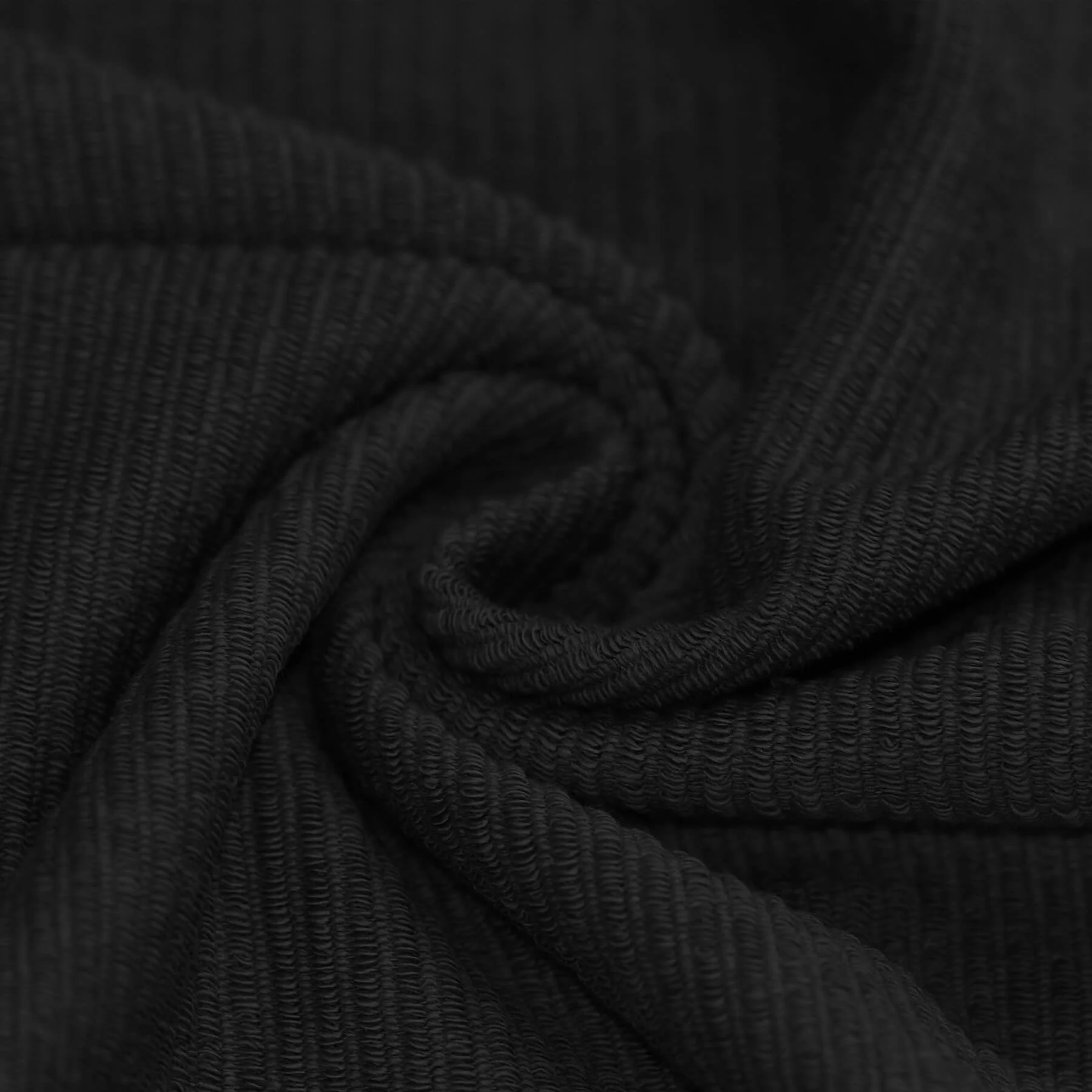 Rib Loop Terry Jersey Stof Zwart