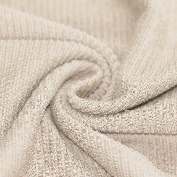 Tissu Loop Terry Jersey à Côtes Beige Clair - (Tissus Jersey)