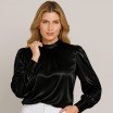 Stretch Satinstof Sort - (Fashion Stoffer)