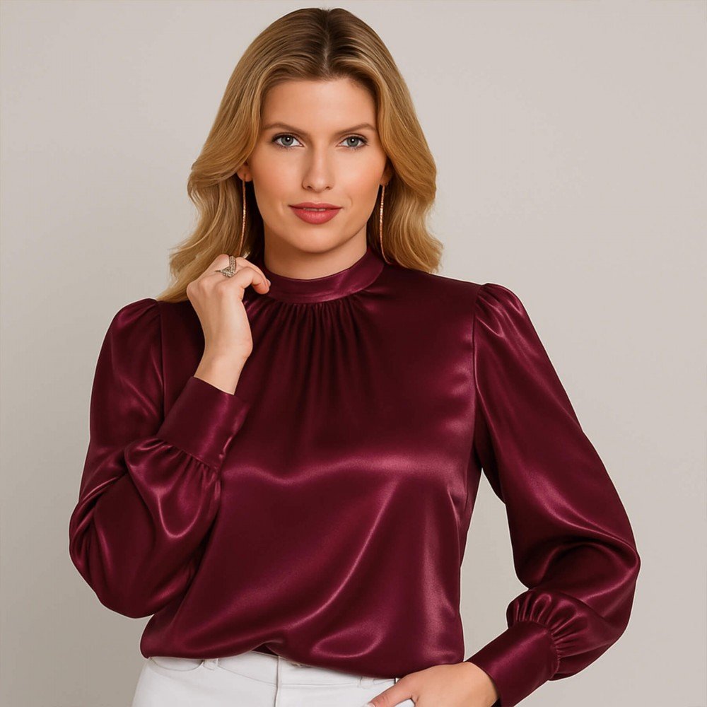 Stretch Satin Fabric (Double-Sided) Bordeaux