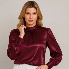 Stretch Satin Fabric Bordeaux