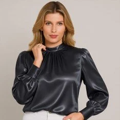Stretch Satin Fabric Dark Grey