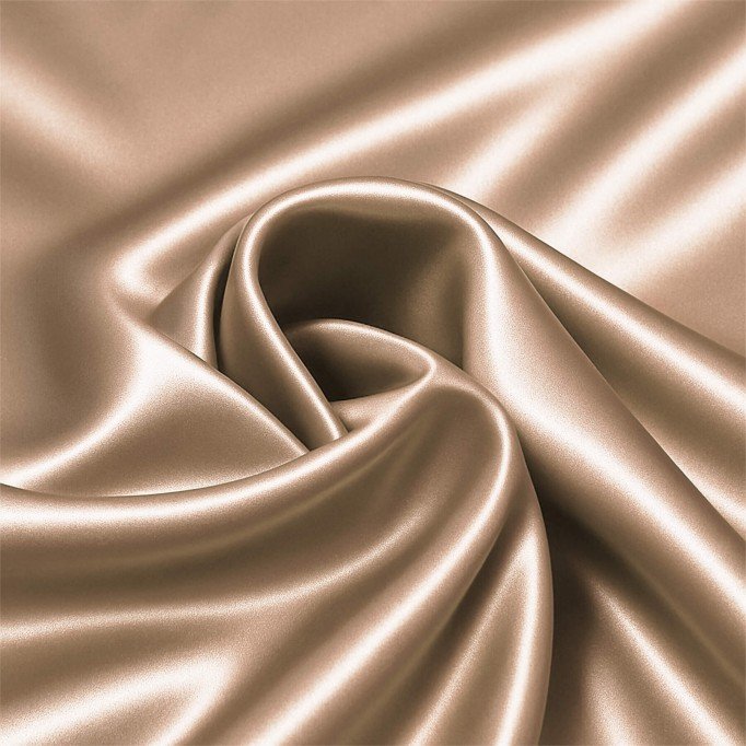 Stretch Satijn Stof Licht Beige - (Modestoffen)