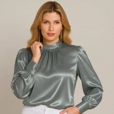 Stretch Satin Fabric Light Grey