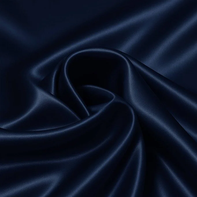 Stretch Satinstof Navy Blå - (Fashion Stoffer)