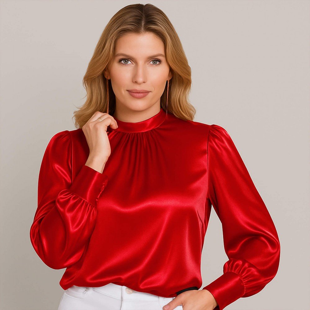 Stretch Satin Fabric (Double-Sided) Red Stretch Satin Fabric (Double-Sided) Red
