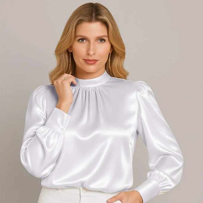 Stretch Satin Stoff Weiß Stretch Satin Stoff Weiß - (Modestoffe)