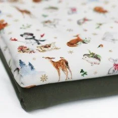 Jersey Cotton Fabric Digital Print - Christmas Animals Jersey Cotton Fabric Digital Print - Christmas Animals