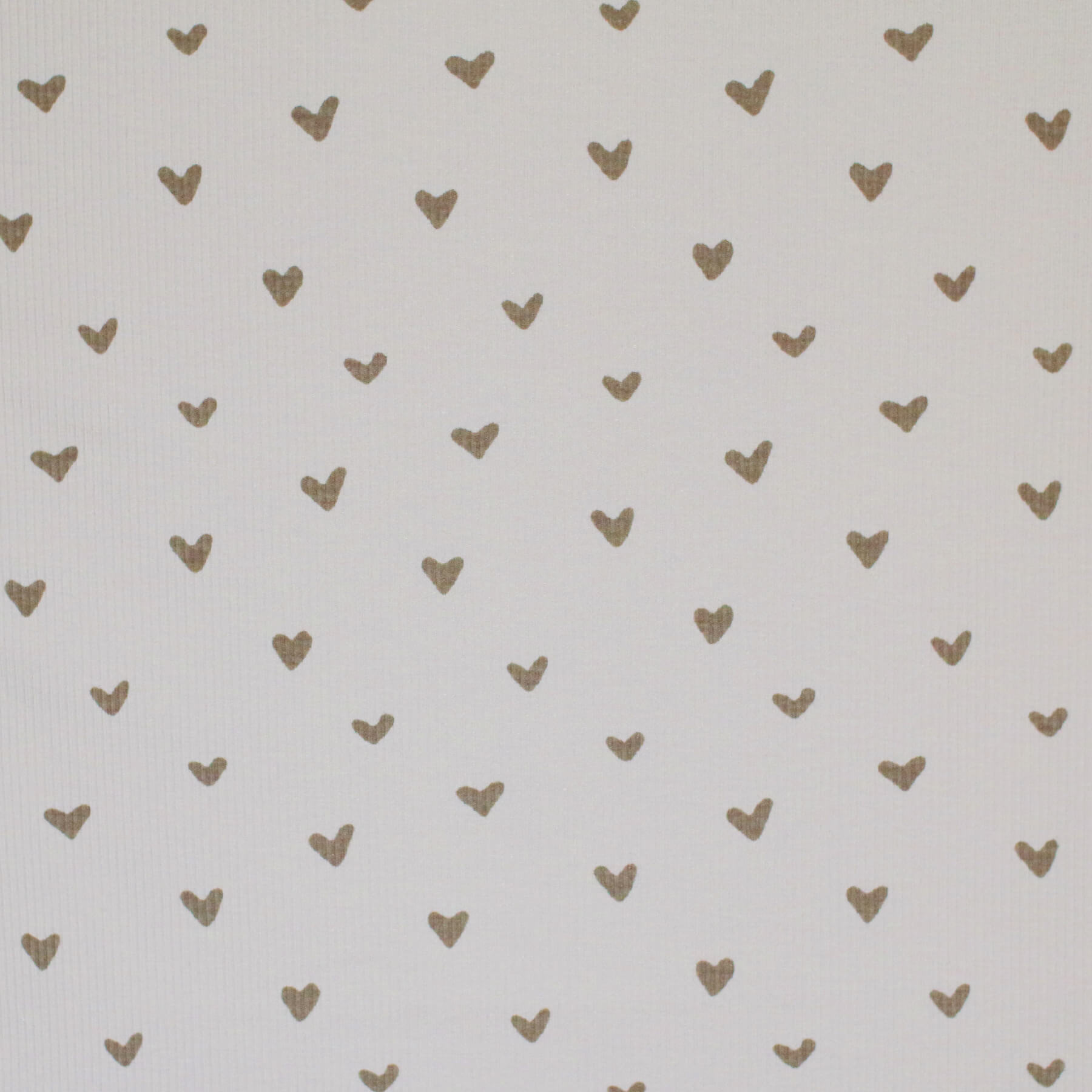 Rib Jersey Stof Bedrukt - Hartjes Licht Beige