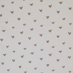 Tissu Maille Tricot Côtelé Imprimé - Cœurs Beige Clair Tissu Maille Tricot Côtelé Imprimé - Cœurs Beige Clair