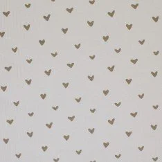 Tessuto Jersey Di Cotone Costine Stampato - Cuori Beige Chiaro Tessuto Jersey Di Cotone Costine Stampato - Cuori Beige Chiaro