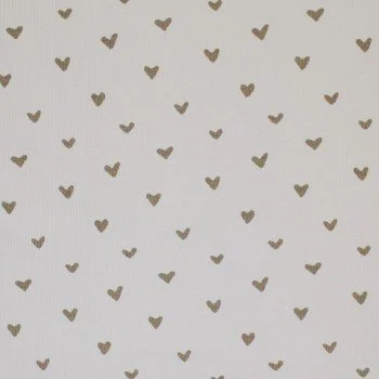 Dzianina Prążkowana Prążek Wzorzyste - Serca Jasnobeżowy