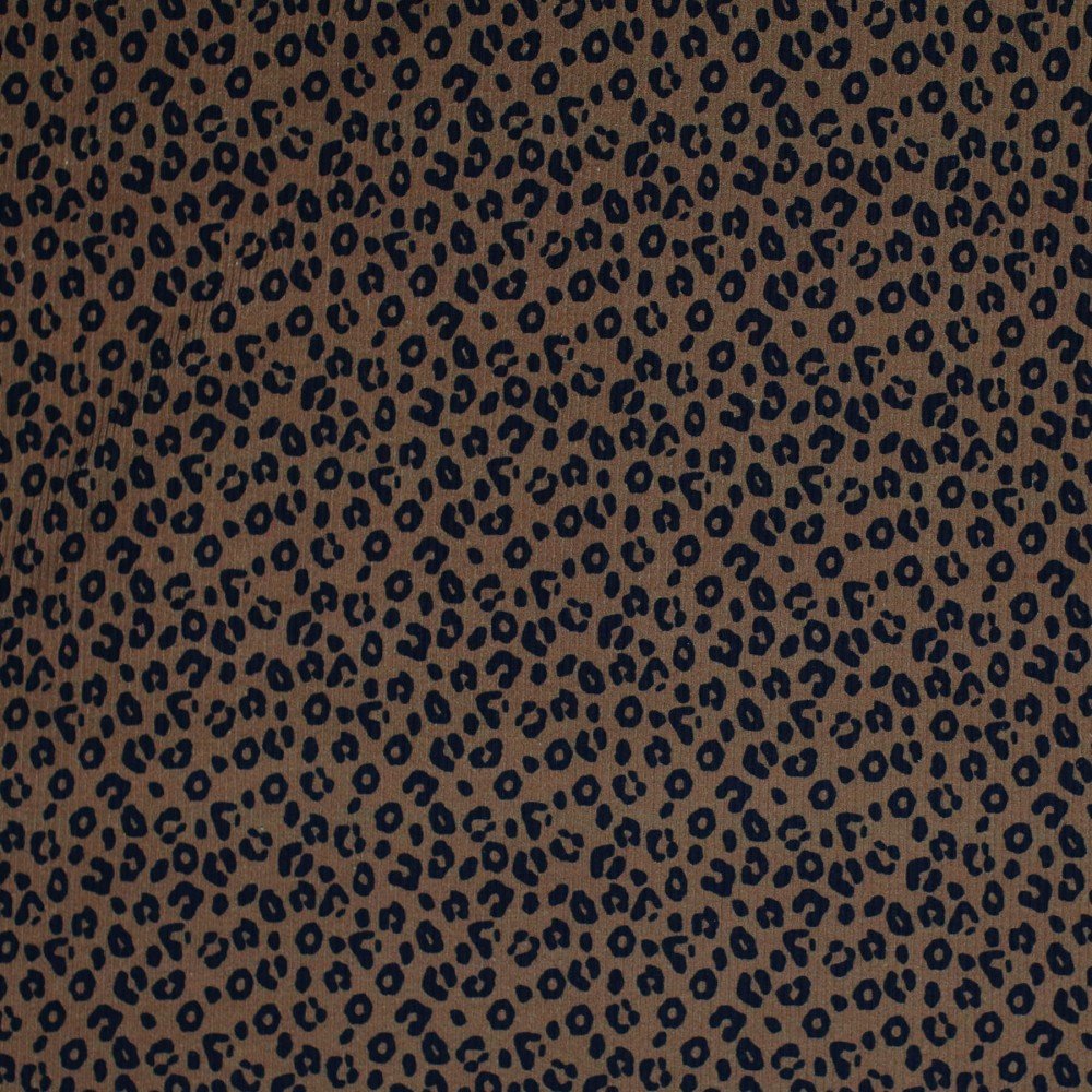 Rib Jersey Strikstof Muster - Leopardtryk Brun