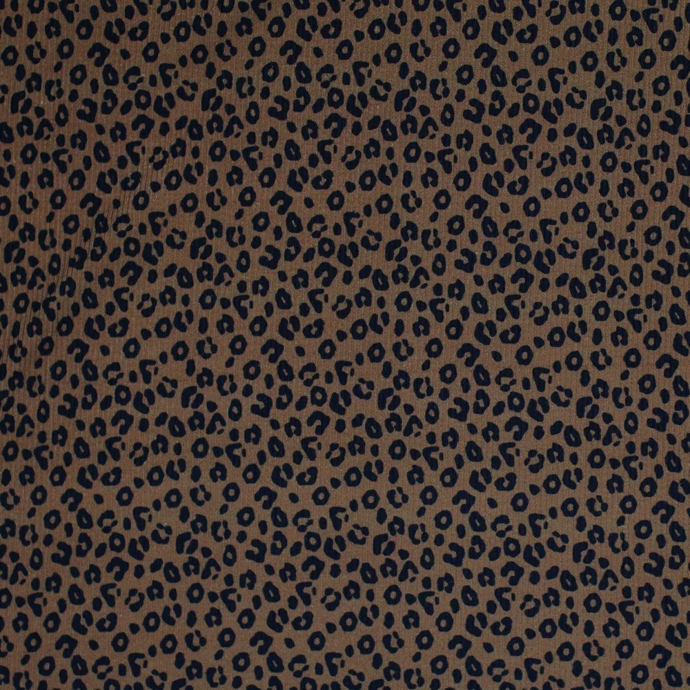 Rib Jersey Stof Bedrukt - Luipaardprint Bruin