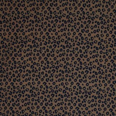 Rib Knit Jersey Fabric Printed - Leopard Print Brown - (Jersey Fabrics)