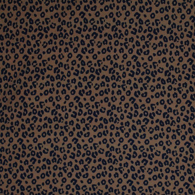 Tissu Maille Tricot Côtelé Imprimé - Léopard Marron - (Tissus Jersey)