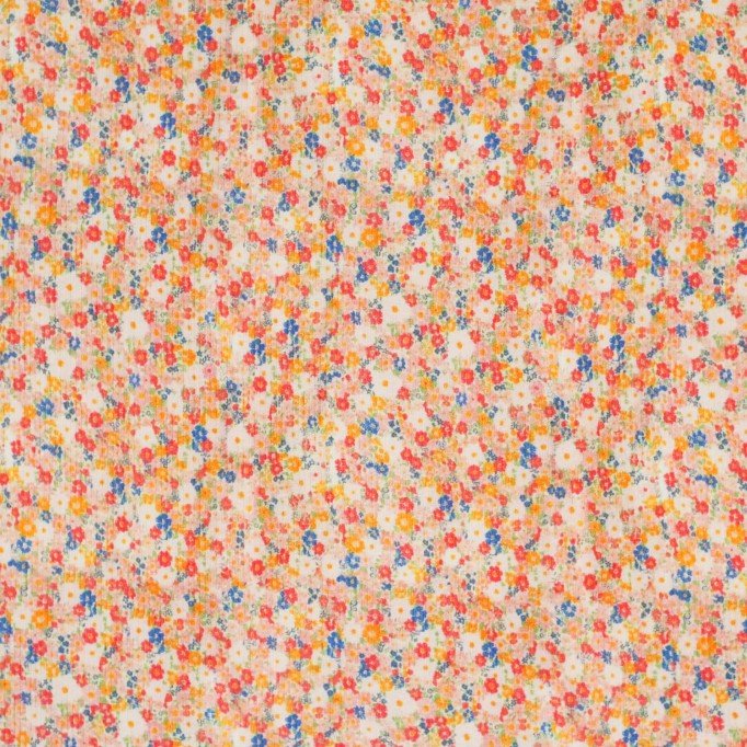 Rib Knit Jersey Fabric - Timeless Flower Dark Blue Rib Knit Jersey Fabric - Timeless Flower Dark Blue - (Jersey Fabrics)