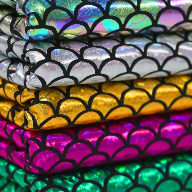 Tissu Lycra Hologramme Écailles De Sirène Tissu Lycra Hologramme Écailles De Sirène