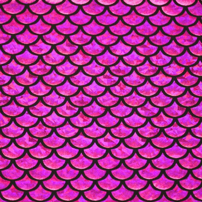 Hologramm Lycra Stoff (Meerjungfrau Schuppen) Fuchsia - (Tanz Stoffe)