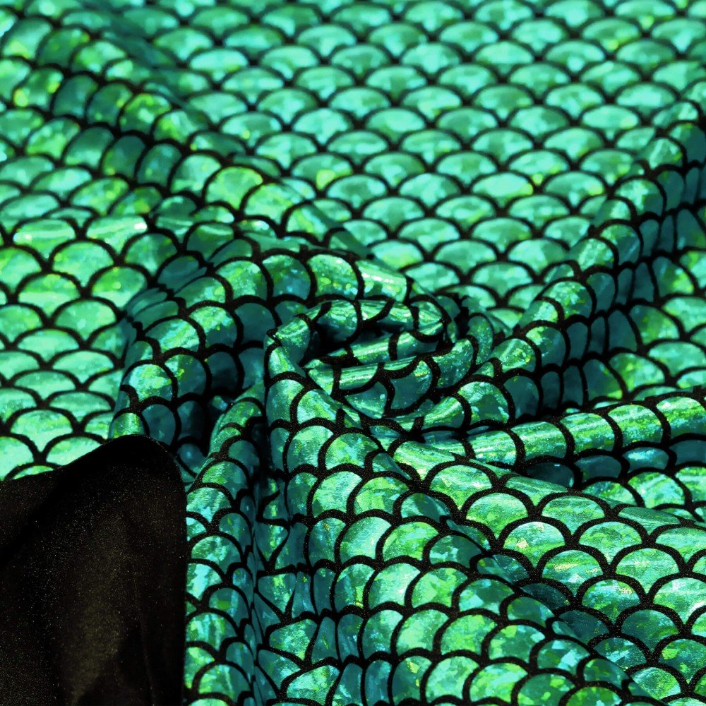 Hologram Lycra Stof (Zeemeermin Schubben) Groen Hologram Lycra Stof (Zeemeermin Schubben) Groen