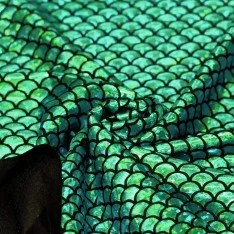 Hologram Lycra Stof (Havfrue Skæl) Grøn Hologram Lycra Stof (Havfrue Skæl) Grøn