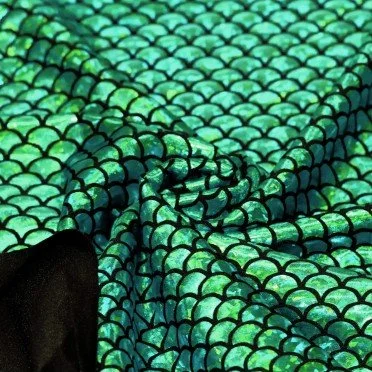Hologram Lycra Stof (Zeemeermin Schubben) Groen Hologram Lycra Stof (Zeemeermin Schubben) Groen - (Dans Stoffen)