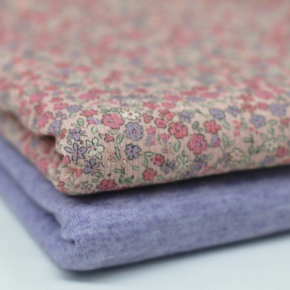 Rib Jersey Strikstof - Smuk Blomst Lerrosa
