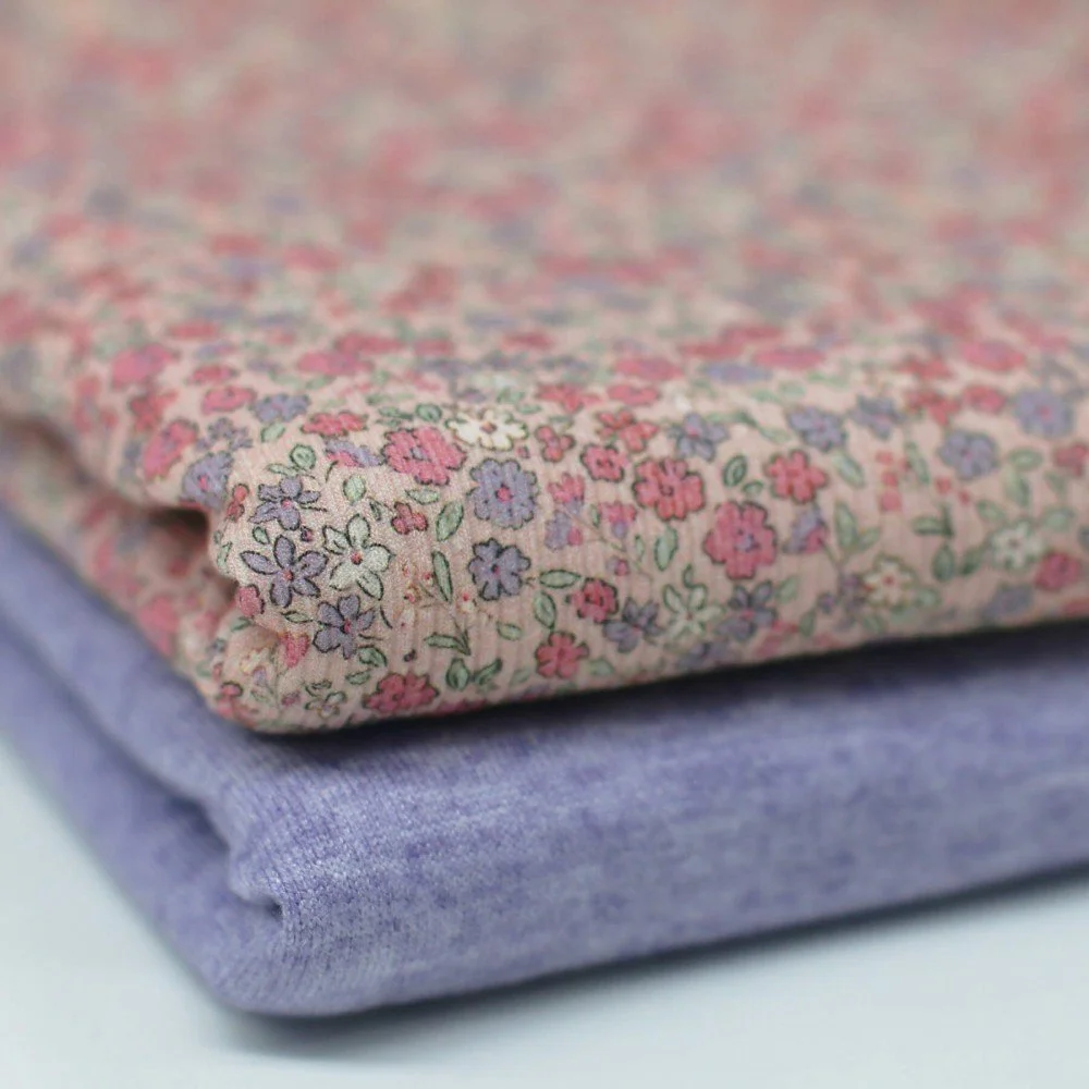 Rib Jersey Stof - Mooie Bloem Klei Roze