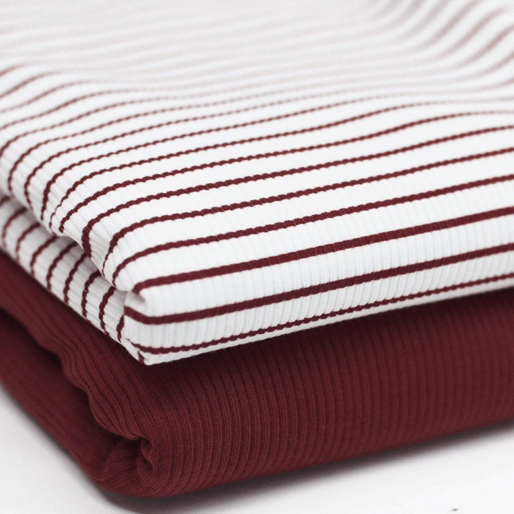 Rib Jersey Strikstof Trykket Stribet Bordeaux