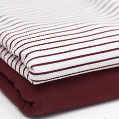 Rib Jersey Stof Bedrukte Streep Bordeaux Rib Jersey Stof Bedrukte Streep Bordeaux