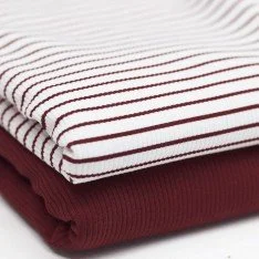Rib Jersey Stof Bedrukte Streep Bordeaux Rib Jersey Stof Bedrukte Streep Bordeaux