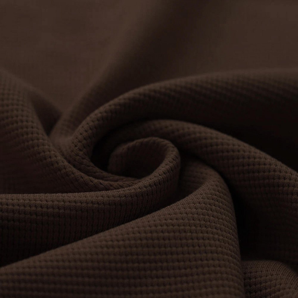 Waffle Knit Jersey Fabric Chocolate Brown