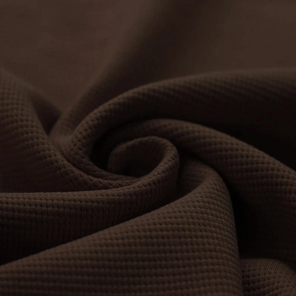 Waffle Knit Jersey Fabric Chocolate Brown