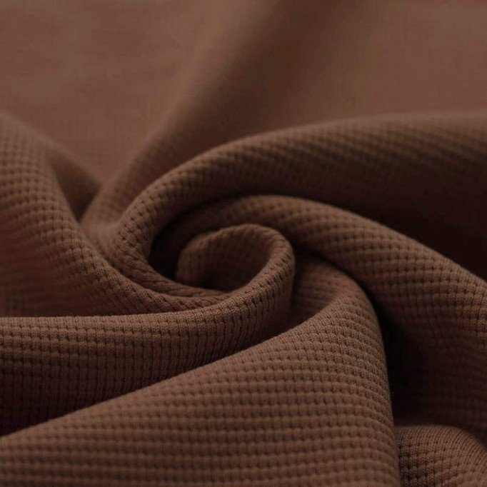 Waffelstrick Jersey Stoff Hellbraun - (Jersey Stoffe)