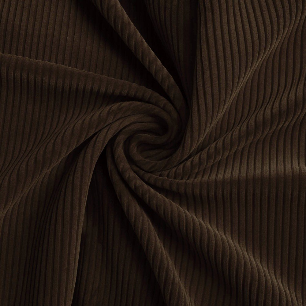 Tessuto Velluto a Coste Stretch 6 Wales Marrone Cioccolato